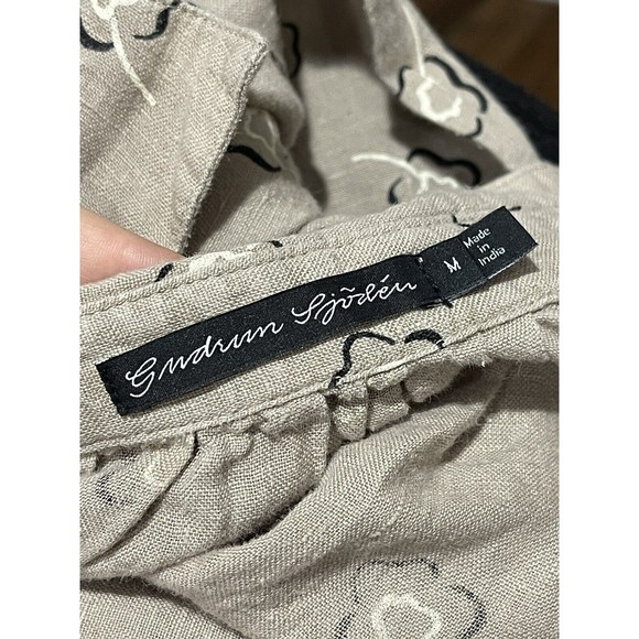 Gudrun Sjoden Boho Women’s Floral Linen Blouse Top Buttons Shirt Size M Over - Picture 8 of 10